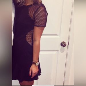 Mesh cutout black dress